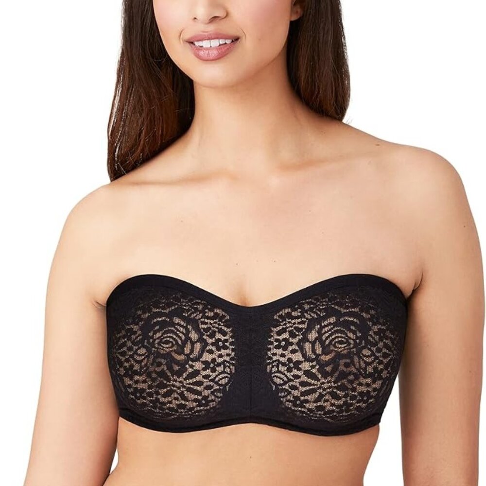 MSRP $58 Wacoal Halo Lace Strapless Underwire Bra Black 36C NWT
